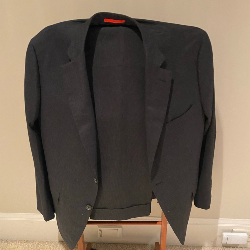 Isaia Harry Rosen grey flannel pinstripe suit